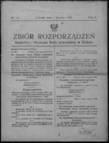 Zbiór Rozporządzeń Starostwa i Wydziału Rady Powiatowej w Żółkwi. 1930, R. 2, nr 14-26