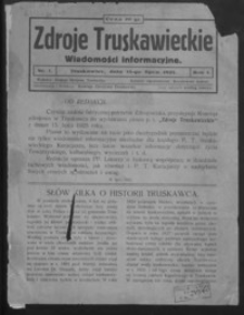 Zdroje Truskawieckie : wiadomości informacyjne. 1925, R.1, nr 1-4