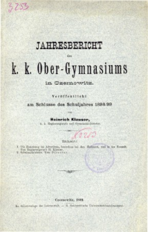 Jahresbericht des K. K. Obergymnasiums in Czernowitz veroffentlicht am Schlusse des Schuljahres 1898/99