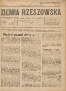 Ziemia Rzeszowska : czasopismo narodowe. 1921, R. 3, nr 1 - 2