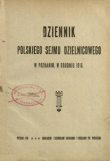 Dziennik Polskiego Sejmu Dzielnicowego w Poznaniu, w grudniu 1918.