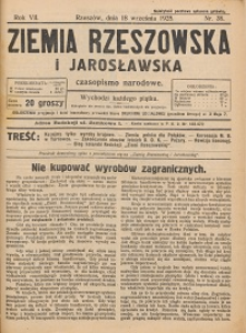 Ziemia Rzeszowska i Jarosławska : czasopismo narodowe. 1925, R. 7, nr 38 - 52