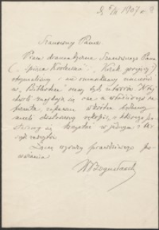 [List W[ładysława] Bogusławskiego do Józefa Wiśniowskiego, 05.02.1907]
