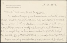[List Romana Dyboskiego do Józefa Wiśniowskiego, 24.02.1938]