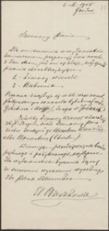 [List Elizy Orzeszkowej do Józefa Wiśniowskiego, 02.02.1905]