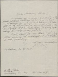 [List Ignacego Schreibera do Józefa Wiśniowskiego, 22.11.1930]
