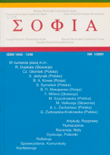 ΣΟΦΙΑ. Pismo Filozofów Krajów Słowiańskich. 2001, nr 1