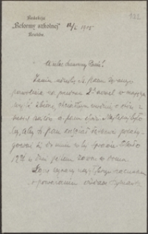 [List Adama Szymańskiego do Józefa Wiśniowskiego, 12.01.1905]