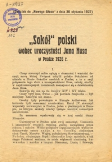"Sokół" polski wobec uroczystości Jana Husa w Pradze 1926 r.