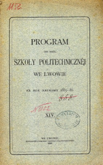 Program C. K. Politechnicznej we Lwowie na rok naukowy 1885-86