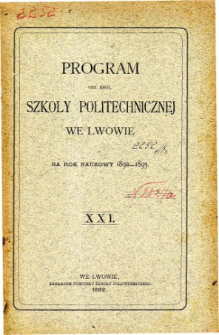 Program C. K. Szkoły Politechnicznej we Lwowie na rok naukowy 1892-1893