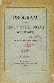 Program C. K. Szkoły Politechnicznej we Lwowie na rok naukowy 1895/96