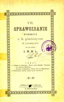 Sprawozdanie Dyrekcyi C. K. Gimnazyum w Jarosławiu za rok szkolny 1891