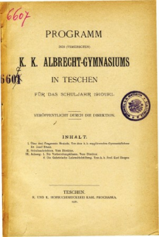 Programm des Vereinigten K. K. Albrecht-Gymnasiums in Teschen fur das Schuljahr 1910/1911