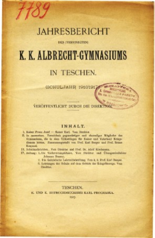 Jahresbericht des Vereinigten K. K. Albrecht-Gymnasiums in Teschen fur das Schuljahr 1916/1917
