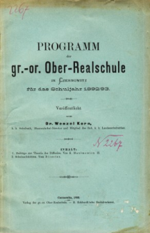 Programm der Gr.-Or. Ober-Realschule in Czernowitz fur das Schuljahr 1892/93