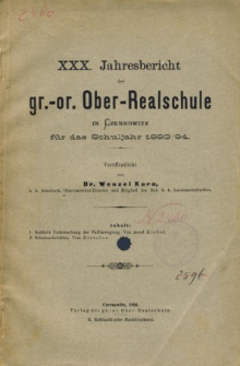 Jahresbericht der Gr.-Or. Ober-Realschule in Czernowitz am Schlusse des Schuljahres 1893/94