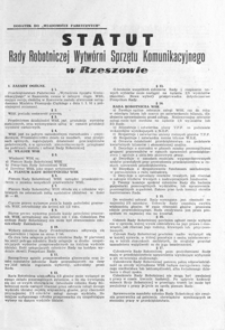 Statut Rady Robotniczej Wytwórni Sprzętu Komunikacyjnego w Rzeszowie