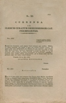 Currenda Ad Clerum Curatum Dioeceseos Gr. Cat. Premisliensis. Nro XI