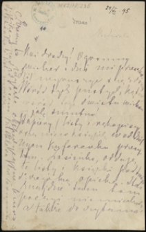 [List Marii Konopnickiej do Zofii i Bolesława Królikowskich, 24.11.1895]