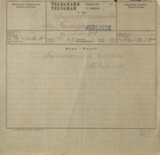Telegram z okazji jubileuszu 25-lecia pracy pisarskiej Marii Konopnickiej