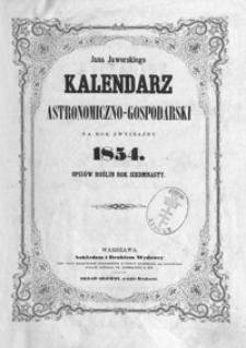 Jana Jaworskiego Kalendarz Astronomiczno-Gospodarski na Rok zwyczajny 1854, R. 17