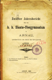 Jahresbericht uber das K. K. Staats-Obergymnasium in Arnau veroffentlicht am Ende des Schuljahres 1892/93