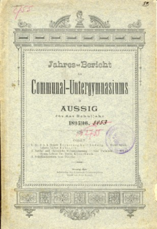 Jahres-Bericht des Communal-Untergymnasiums in Aussig fur das Schuljahr 1895/96