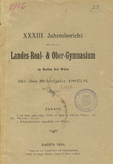 Jahresbericht uber das Landes Real- und Obergymnasium in Baden bei Wien fur das Schuljahr 1895/6