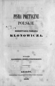Pisma poetyczne polskie Sebastyana Fabiana Klonowicza