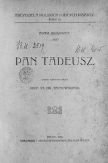 Adam Mickiewicz: "Pan Tadeusz"