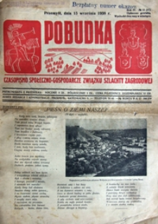 Pobudka : czasopismo społeczno-gospodarcze Związku Szlachty Zagrodowej. 1938, R. 4, nr 18 (wrzesień)