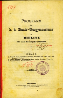 Programm des K. K. Staats-Obergymnasiums in Bielitz fur das Schuljahr 1890/91