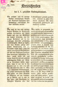 Kreisschreiben des k. k. galizischen Landesguberniums : o regulacyi pańszczyzny i innych powinnościach poddańczych