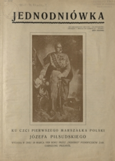 Jednodniówka ku czci pierwszego Marszałka Polski Józefa Piłsudskiego
